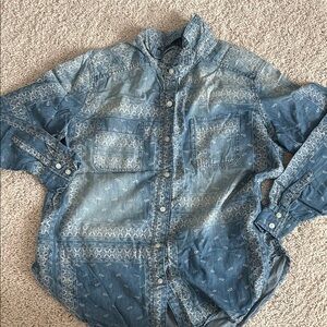 Mossimo Supply Co. Blue Bandana Patchwork Button-Down Shirt